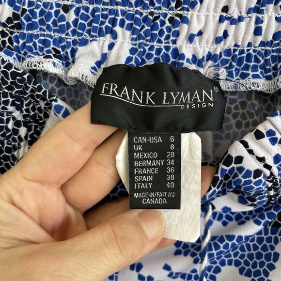 Frank Lyman Tropical Print Wide Leg Pull On Pants Liquid Jersey Knit US 6 Resort - Picture 7 of 12